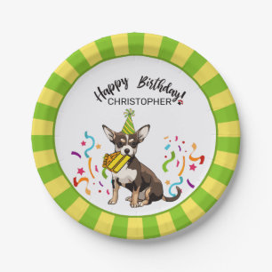 Happy Birthday with Your Chihuahia Dog  Party Paper Plate