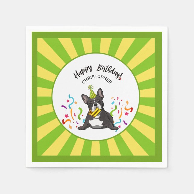 Happy Birthday with your French Bulldog Party Napkin (Front)
