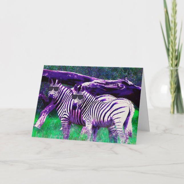 Happy Birthday with Zebras Wearing Sunglasses Card (Front)