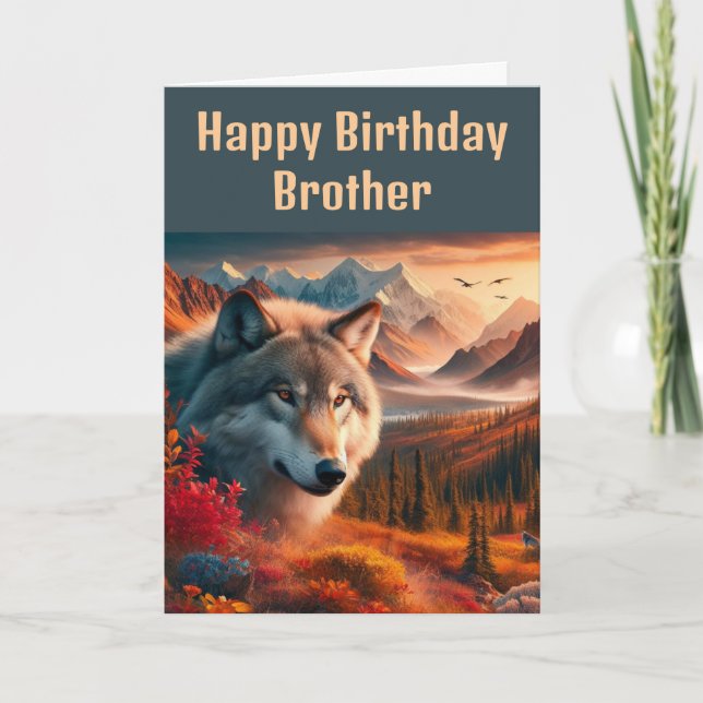 Happy Birthday Wolf at Sunset  Card (Front)
