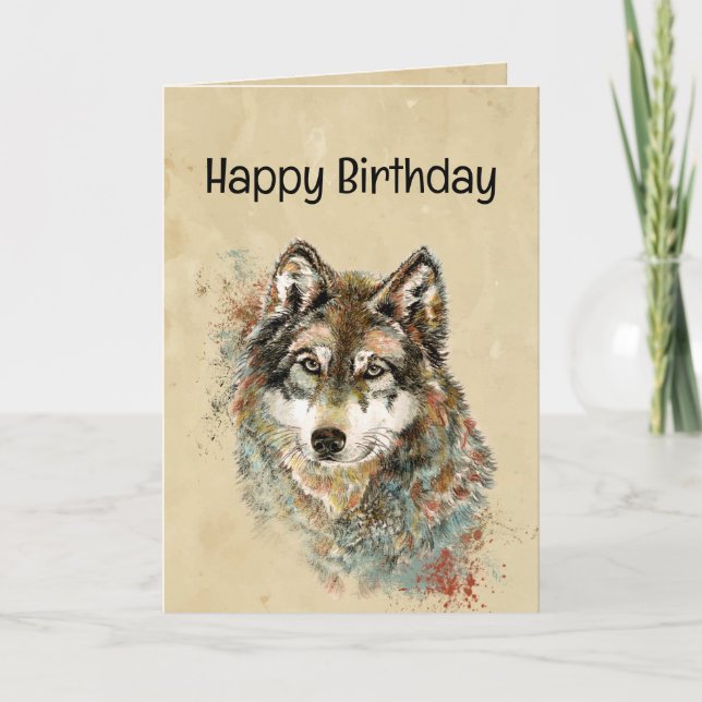 Happy Birthday  Wolf, Wolves Poem Verse Card (Front)