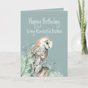 Happy Birthday Wonderful Brother Barn Owl Thank You Card