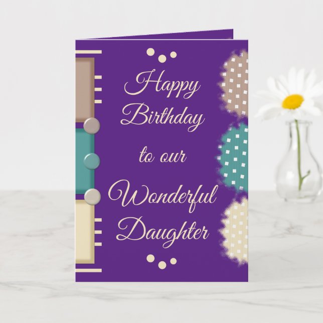 Happy Birthday wonderful daughter royal purple Card (Small Plant)