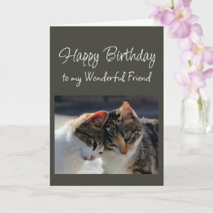 Happy Birthday Wonderful Friend Cute Cat Kittens Card