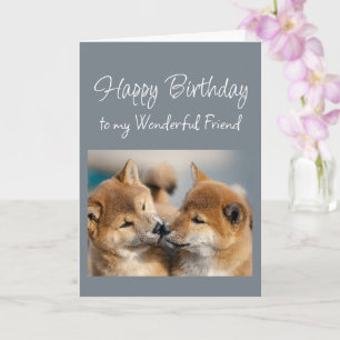 Happy Birthday Wonderful Friend Cute Dog Puppies Card