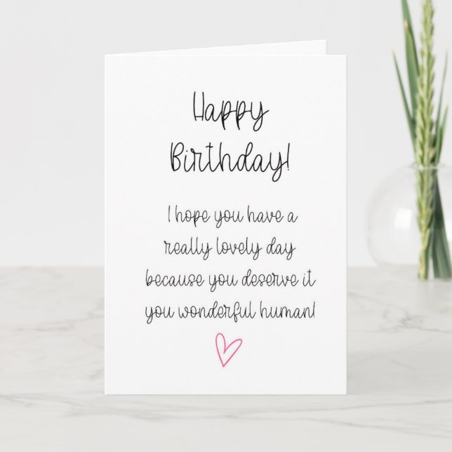 Happy Birthday Wonderful Human Card (Front)