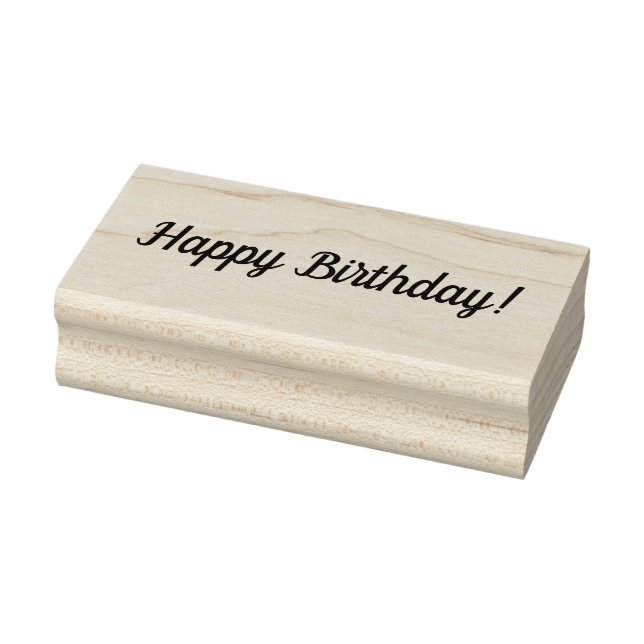Happy Birthday Wooden Block Mounted Rubber Stamp (Stamp)