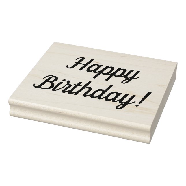 Happy Birthday Wooden Block Mounted Rubber Stamp (Stamp)