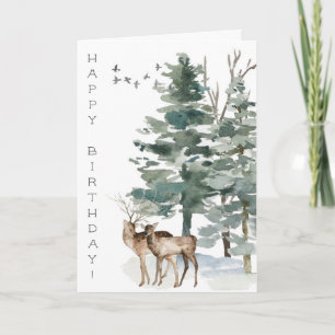 Happy Birthday Woodland Deer Couple Forest Card