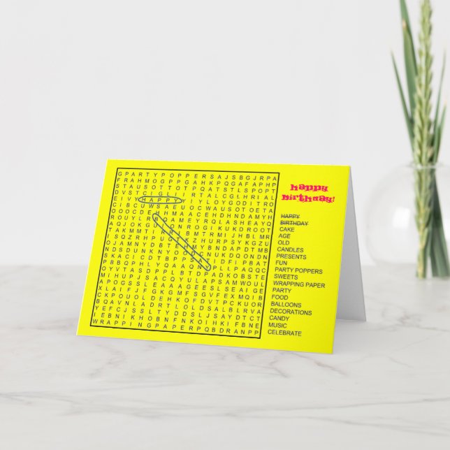 HAPPY BIRTHDAY Word Search Card (Front)