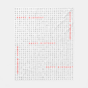 Happy Birthday Word Search Puzzle Fleece Blanket