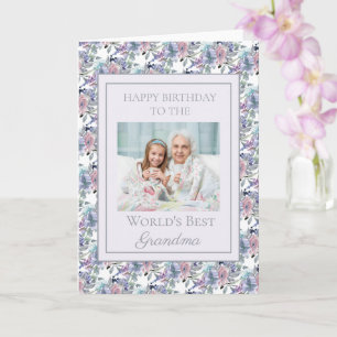 Happy Birthday World's Best Grandma Floral Photo Card