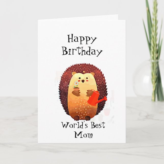 Happy Birthday World's Greatest Mum Hedgehoge cute Card (Front)