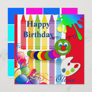 Happy Birthday Worm Card Invitation Balloons