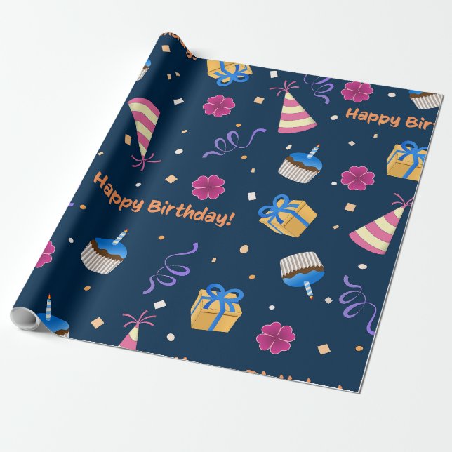 Happy Birthday Wrapping Paper (Unrolled)