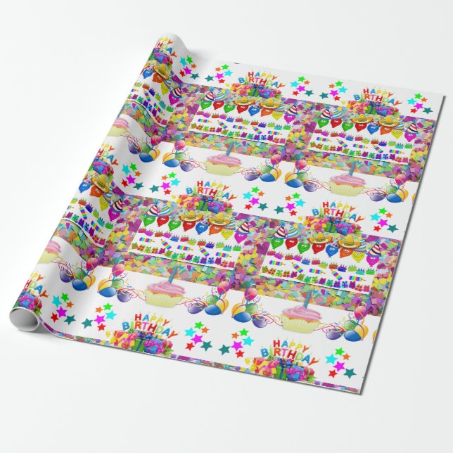Happy Birthday Wrapping Paper (Unrolled)