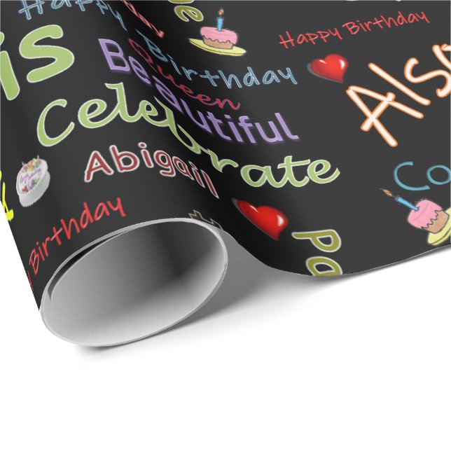 Happy Birthday Wrapping Paper Abigail (Roll Corner)