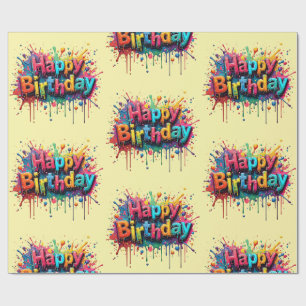 Happy Birthday Wrapping Paper - Bright Multicolor