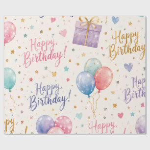 Happy Birthday Wrapping Paper – Colourful