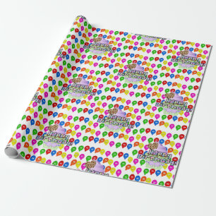 Happy Birthday Wrapping Paper Colourful Balloons
