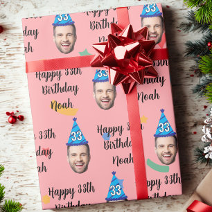 Happy Birthday Wrapping Paper, Custom Birthday Red Wrapping Paper