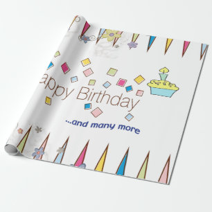 Happy Birthday Wrapping Paper FUN Cupcake