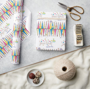 Happy Birthday Wrapping Paper FUN Cupcake
