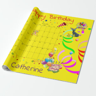 Happy Birthday Wrapping Paper January 2022 Yellow