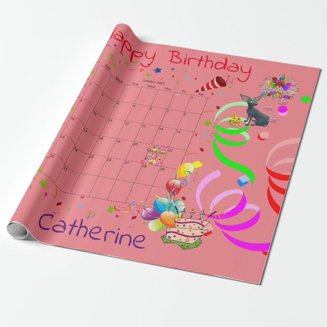 Happy Birthday Wrapping Paper October 2022  (Unrolled)