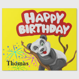 Happy Birthday Wrapping Paper Panda Bear