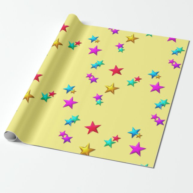 Happy Birthday Wrapping Paper Stars (Unrolled)