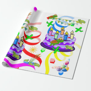 Happy Birthday Wrapping Paper Turtles