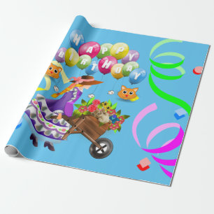 Happy Birthday Wrapping Paper Victorian