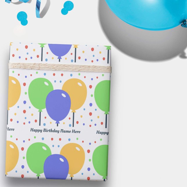 Happy Birthday Wrapping Paper with Coloured Balloo (Happy Birthday Wrapping Paper with Colored Balloon)