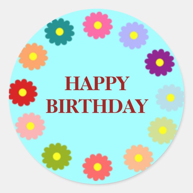 HAPPY BIRTHDAY wreath of flowers sticker (Front)