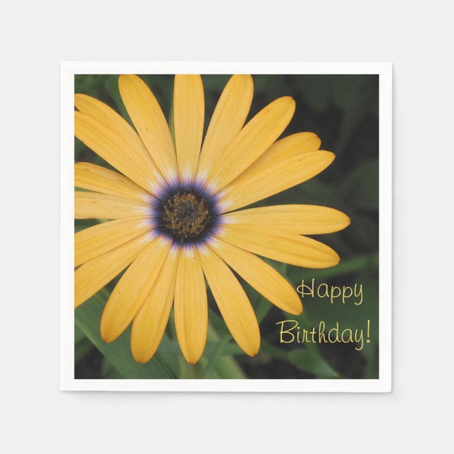 Happy Birthday Yellow Daisy Napkin (Front)