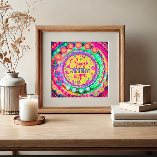 Happy Birthday Yellow Fun Colourful Inspirivity  Poster