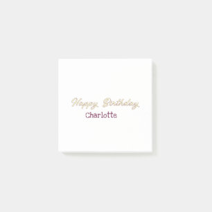 happy birthday yellow maron pastel modern trendy s post-it notes