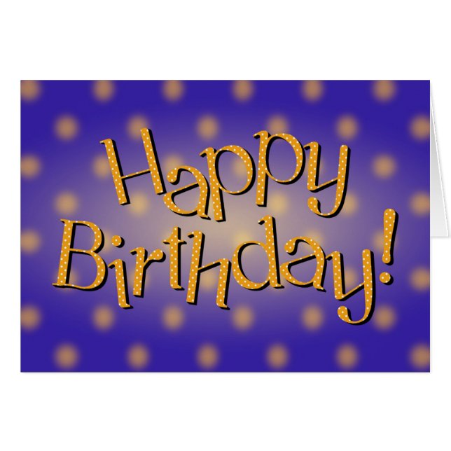 Happy Birthday Yellow Polka Dot Text Blue Bkgrd (Front Horizontal)
