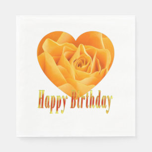 Happy birthday yellow rose heart1 napkin