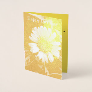 Happy Birthday Yellow Sunflower Gold Foil Card