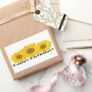 Happy Birthday Yellow Sunflowers Rectangular Sticker
