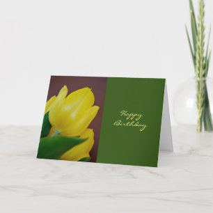 Happy Birthday Yellow Tulip Flower Card