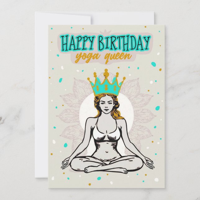 Happy Birthday Yoga Queen Card (Front)