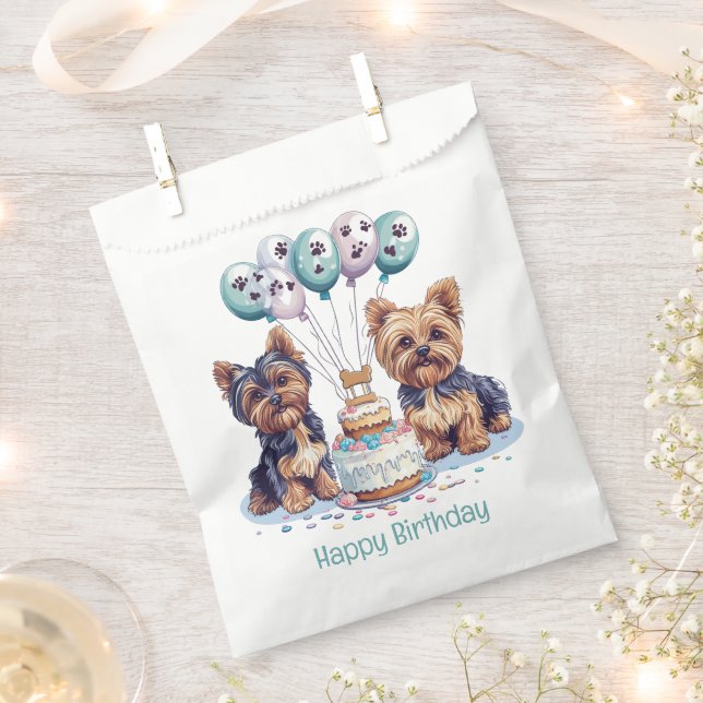 Happy Birthday Yorkie Dog Favour Bags (Clipped)