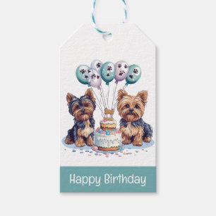 Happy Birthday Yorkie Dog Gift Tags