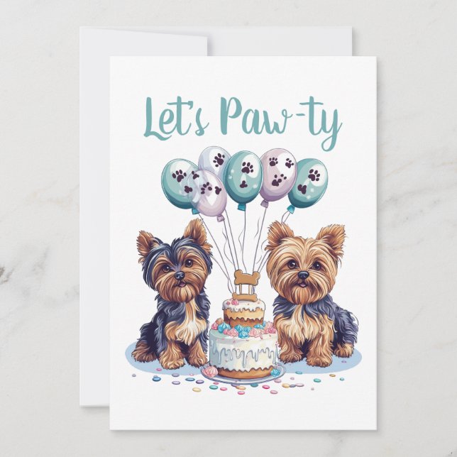 Happy Birthday Yorkie Dog Invitation (Front)