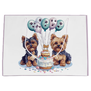 Happy Birthday Yorkie Dog Large Gift Bag