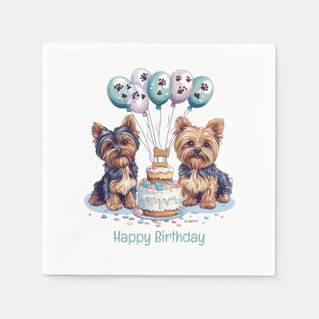 Happy Birthday Yorkie Dog Napkin (Front)