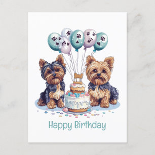 Happy Birthday Yorkie Dog Postcard